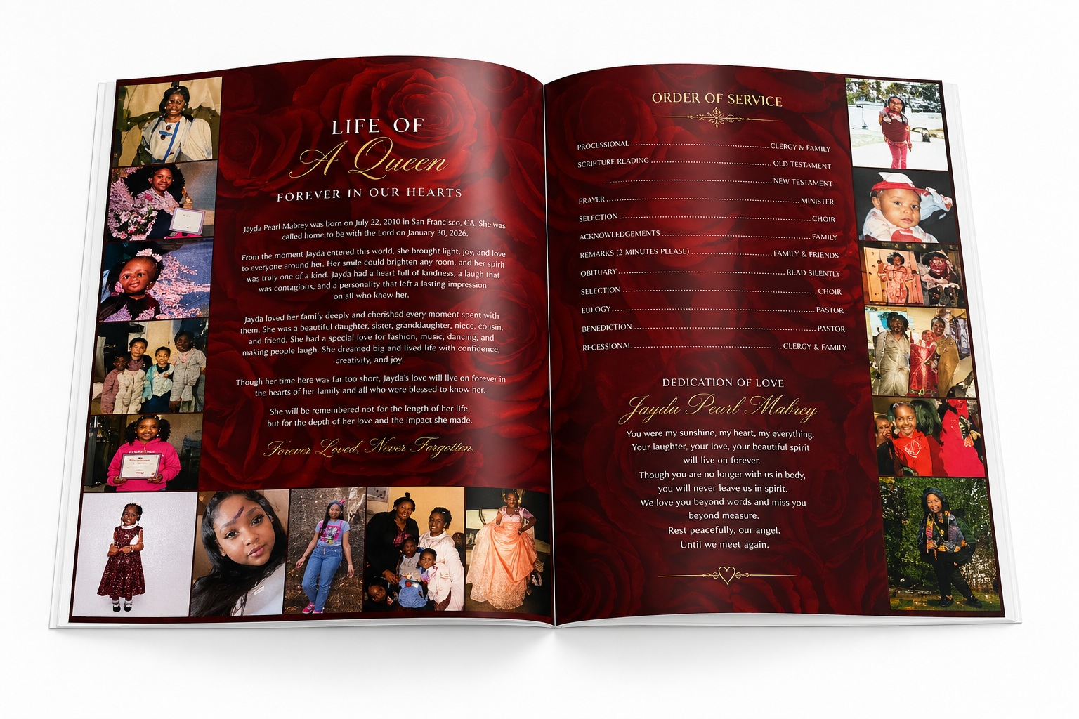 4 Page Funeral Program